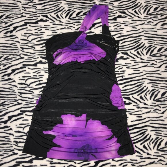 Dresses & Skirts - y2k ruched floral one shoulder clubbing top